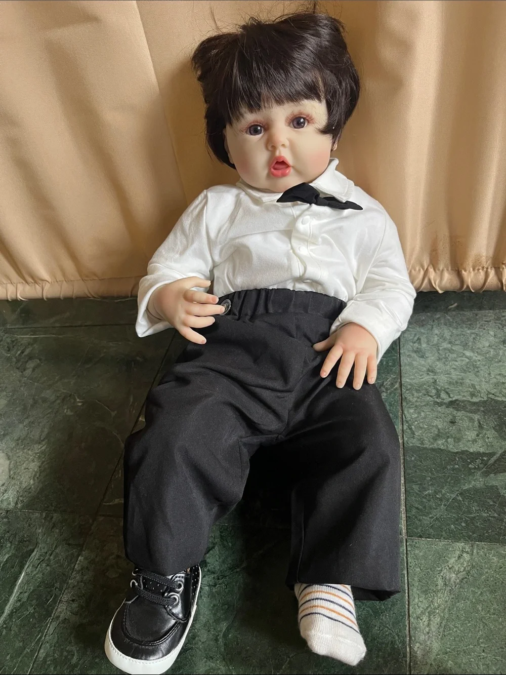 Classic White Shirt & Black Pants Doll Outfit - Formal Look